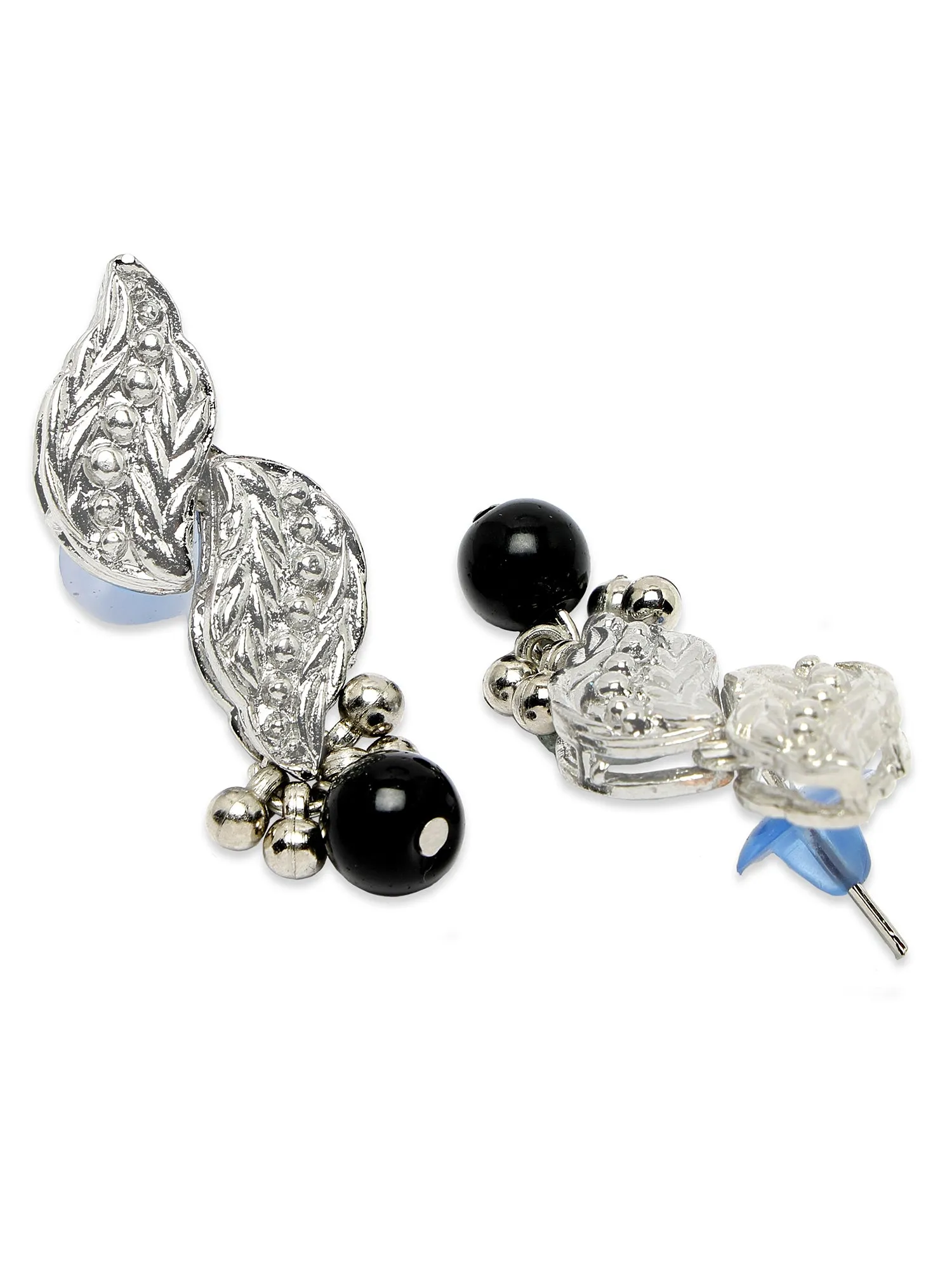KARATCART Oxidised Silver Kundan Classic Silver Jewellery Set for Women