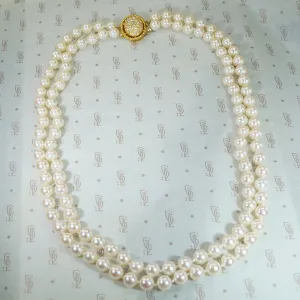 Kohle & Co. Double Strand of Pearls with Diamond Clasp