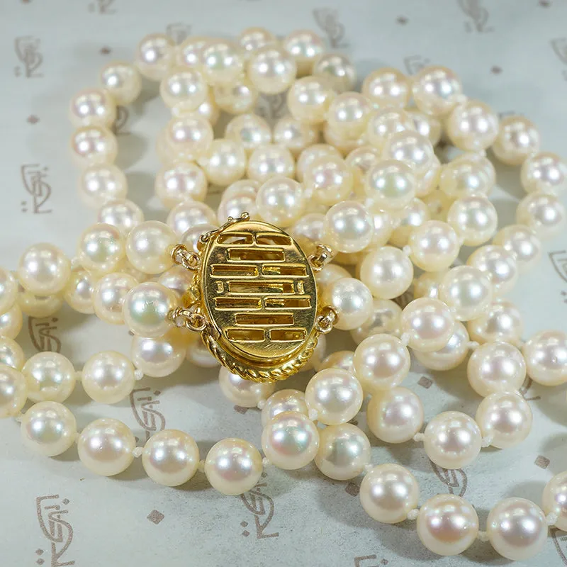Kohle & Co. Double Strand of Pearls with Diamond Clasp