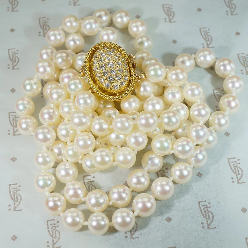 Kohle & Co. Double Strand of Pearls with Diamond Clasp