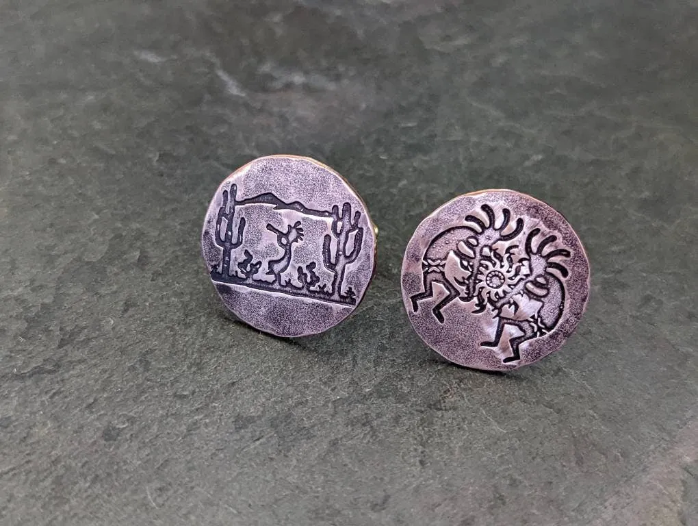 Kokopelli copper cuff links