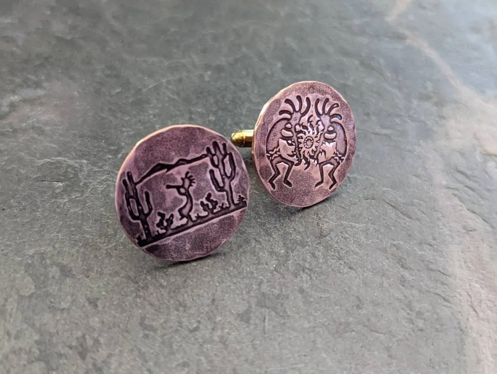 Kokopelli copper cuff links