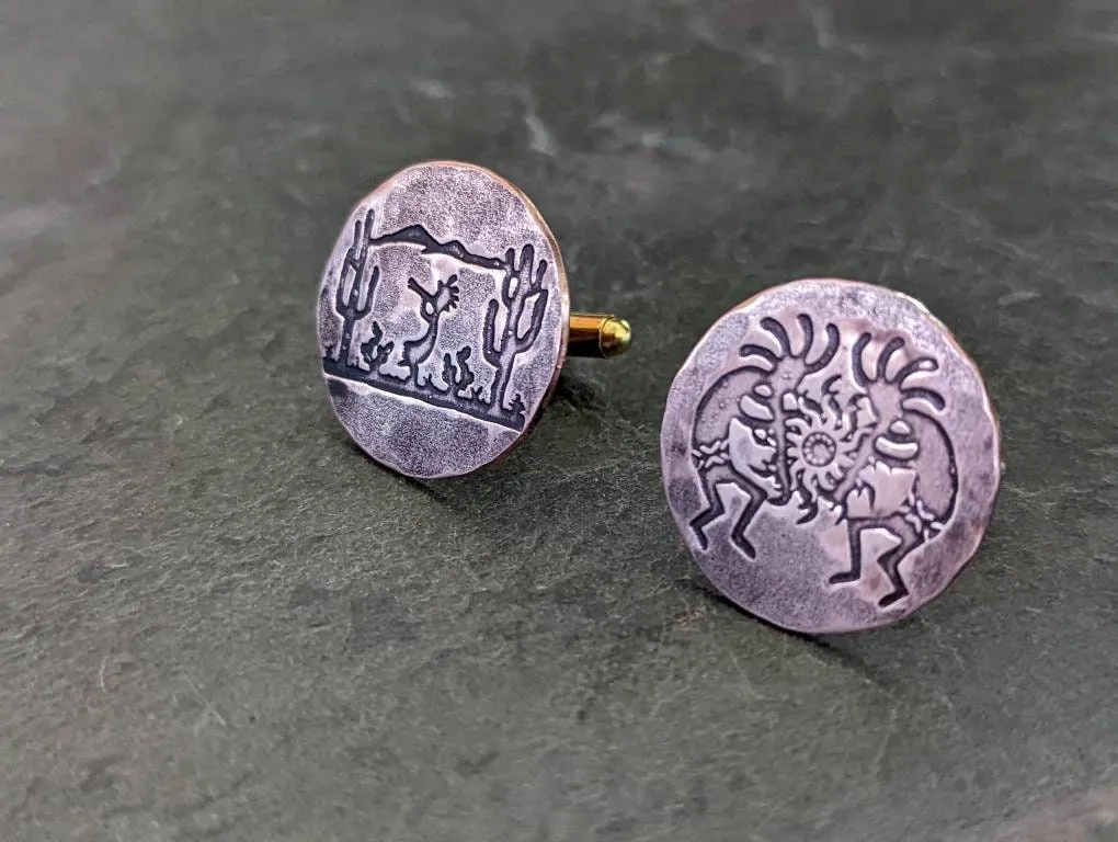 Kokopelli copper cuff links