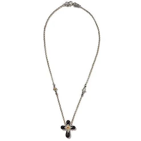 Konstantino Sterling Silver and 18k Black Onyx Corundum Cross