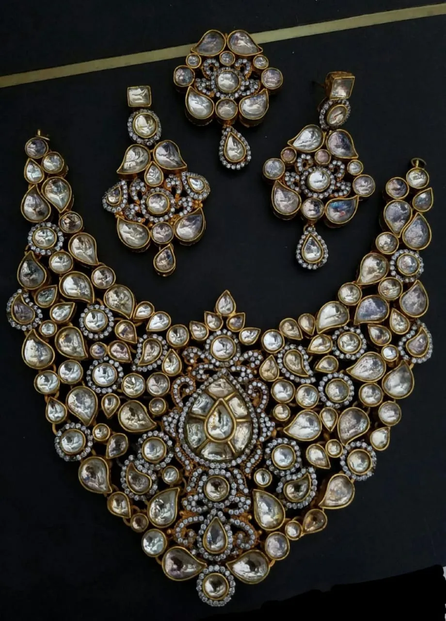 Kundan Silver Stones Jewellery Set #J4240