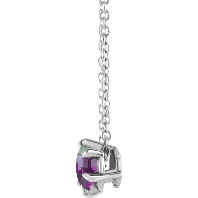 Lab Grown Alexandrite Solitaire June Birthstone Necklace - Special Order