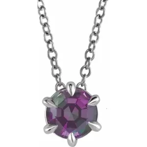Lab Grown Alexandrite Solitaire June Birthstone Necklace - Special Order