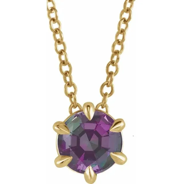 Lab Grown Alexandrite Solitaire June Birthstone Necklace - Special Order