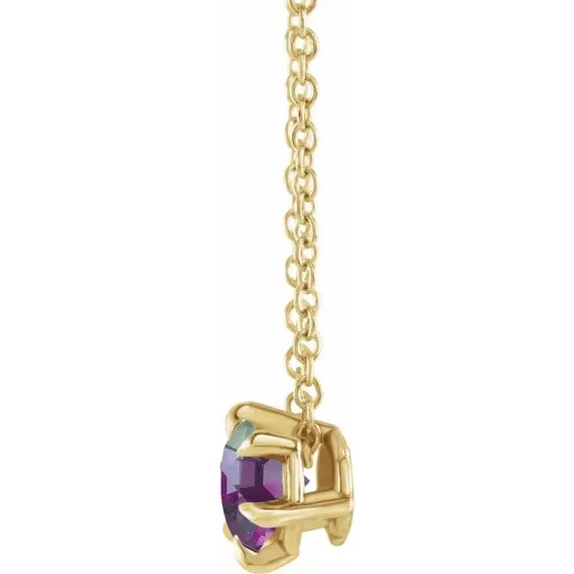 Lab Grown Alexandrite Solitaire June Birthstone Necklace - Special Order