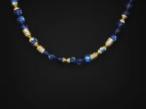 Labradorite Bead and 19K Yellow Gold Cup Necklace