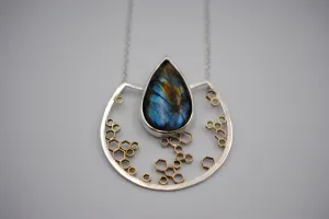 Labradorite Honeycomb Pendant Necklace