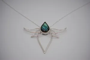 Labradorite Lotus Pendant Necklace