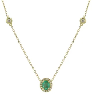 Ladies Diamond & Emerald Pendant Necklace