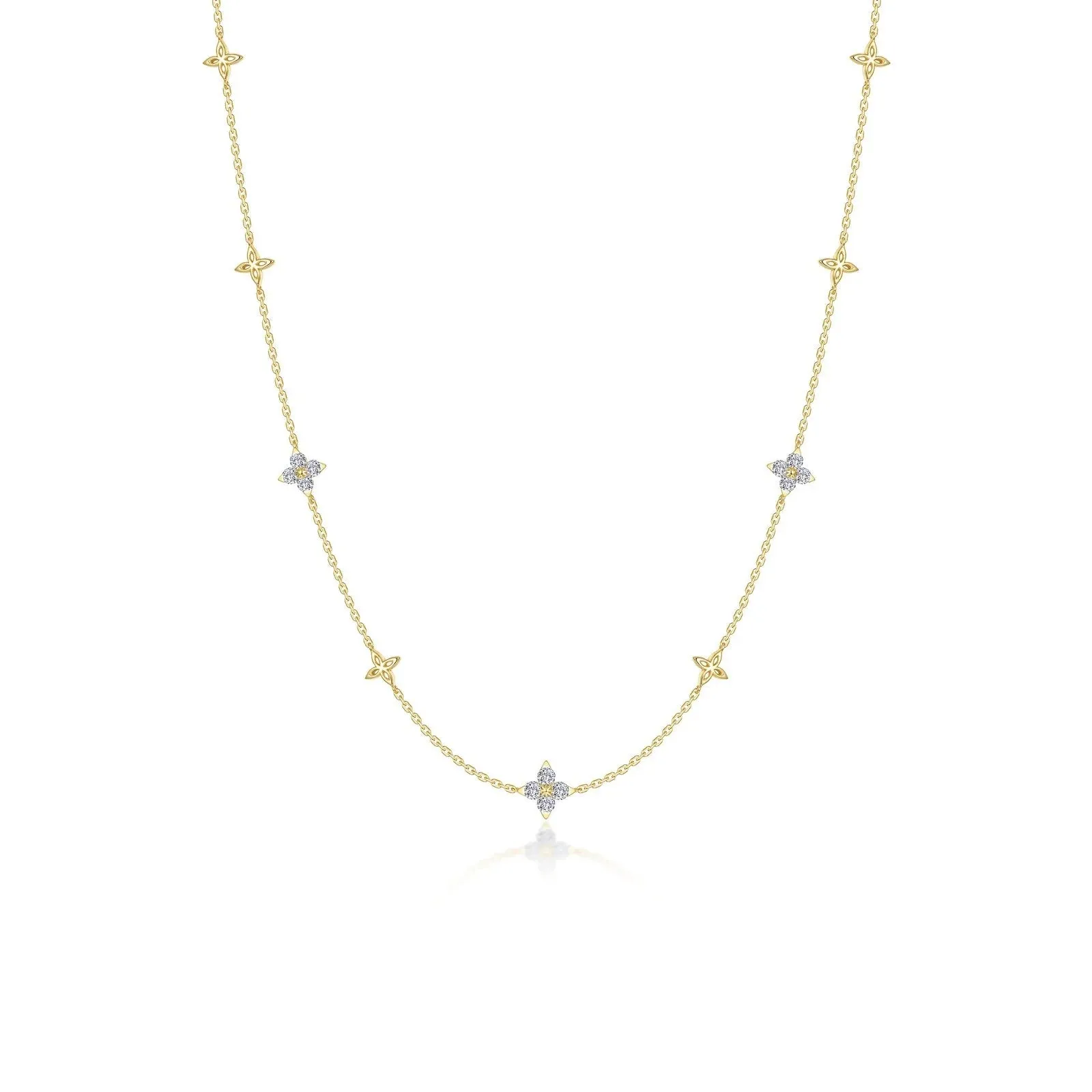 Lafonn Simulated Diamond Trillium Station Necklace N0352CLG