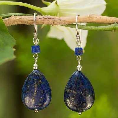 Lapis Lazuli Pendant Handmade Necklace & Dangle Earrings Set