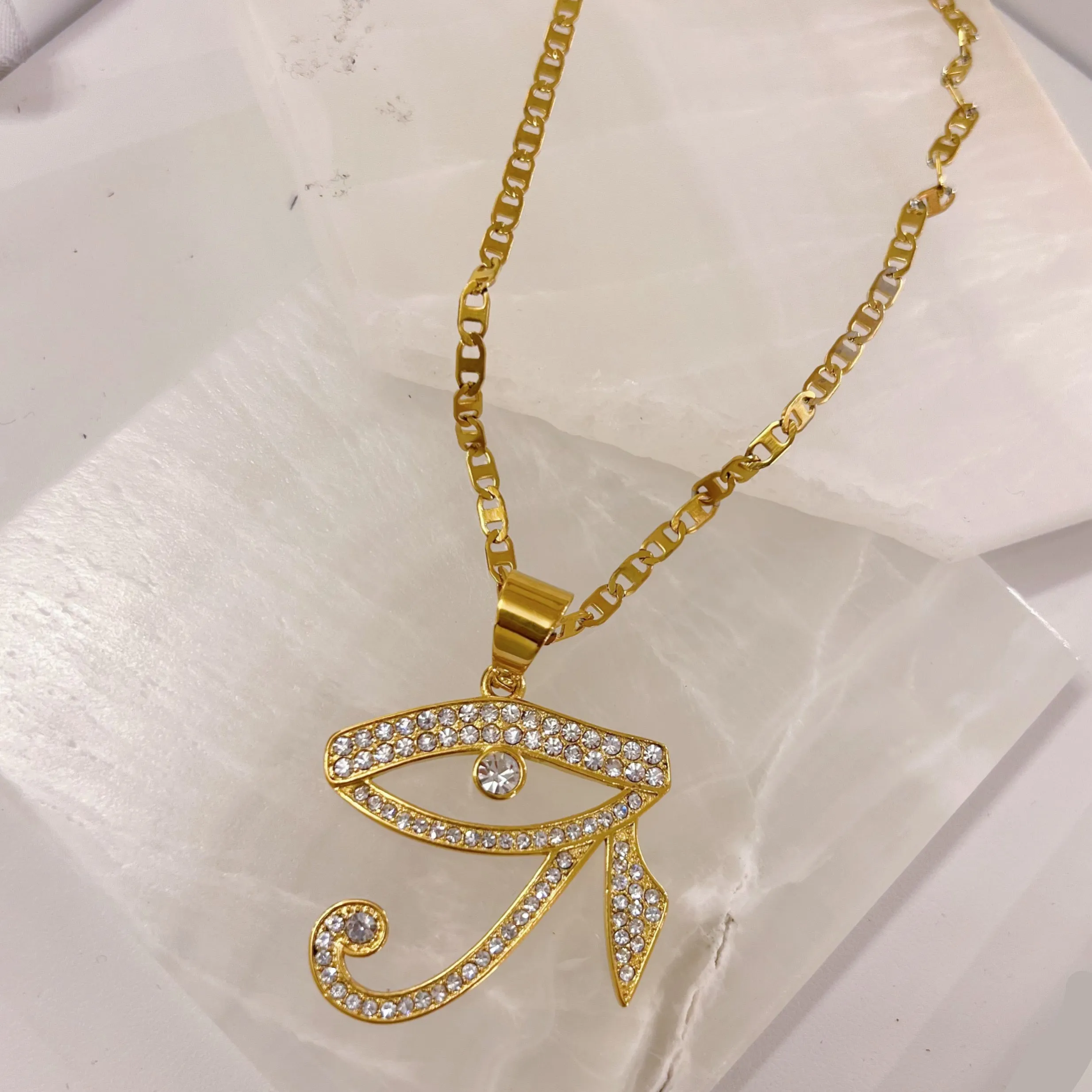LARGE CRYSTAL EYE OF HORUS necklace