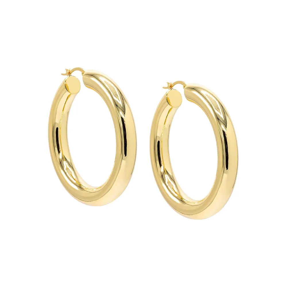 Large Solid Rounded Hollow Hoop Earring