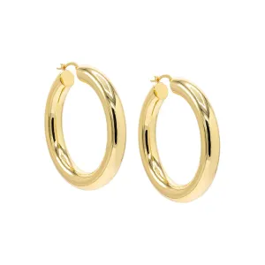 Large Solid Rounded Hollow Hoop Earring
