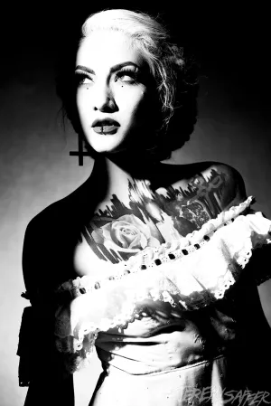 Lena Scissorhands - B&W White Dress - 8x12 Signed Pearl Print
