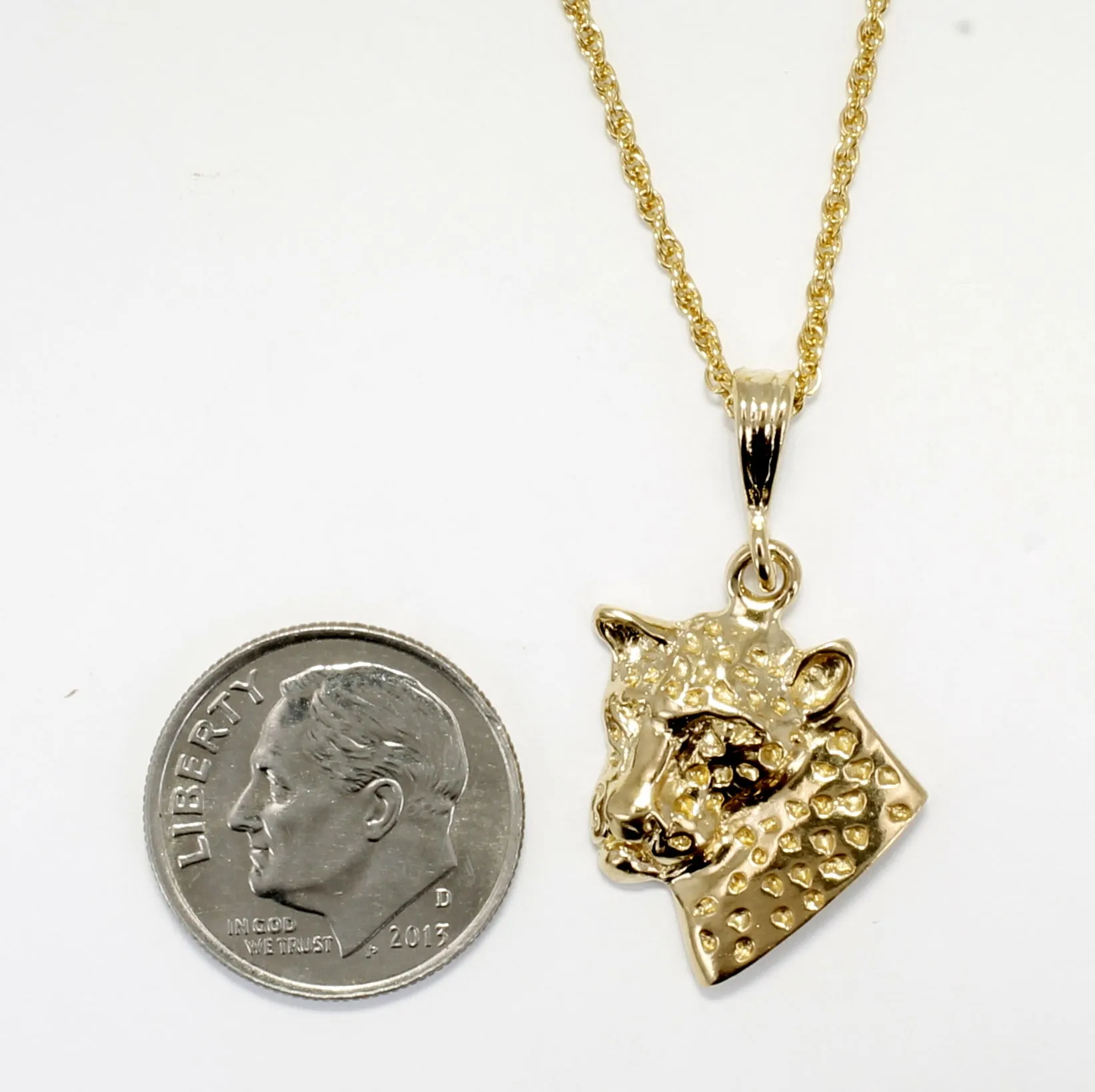 Leopard Bust Necklace in 14kt yellow gold vermeil