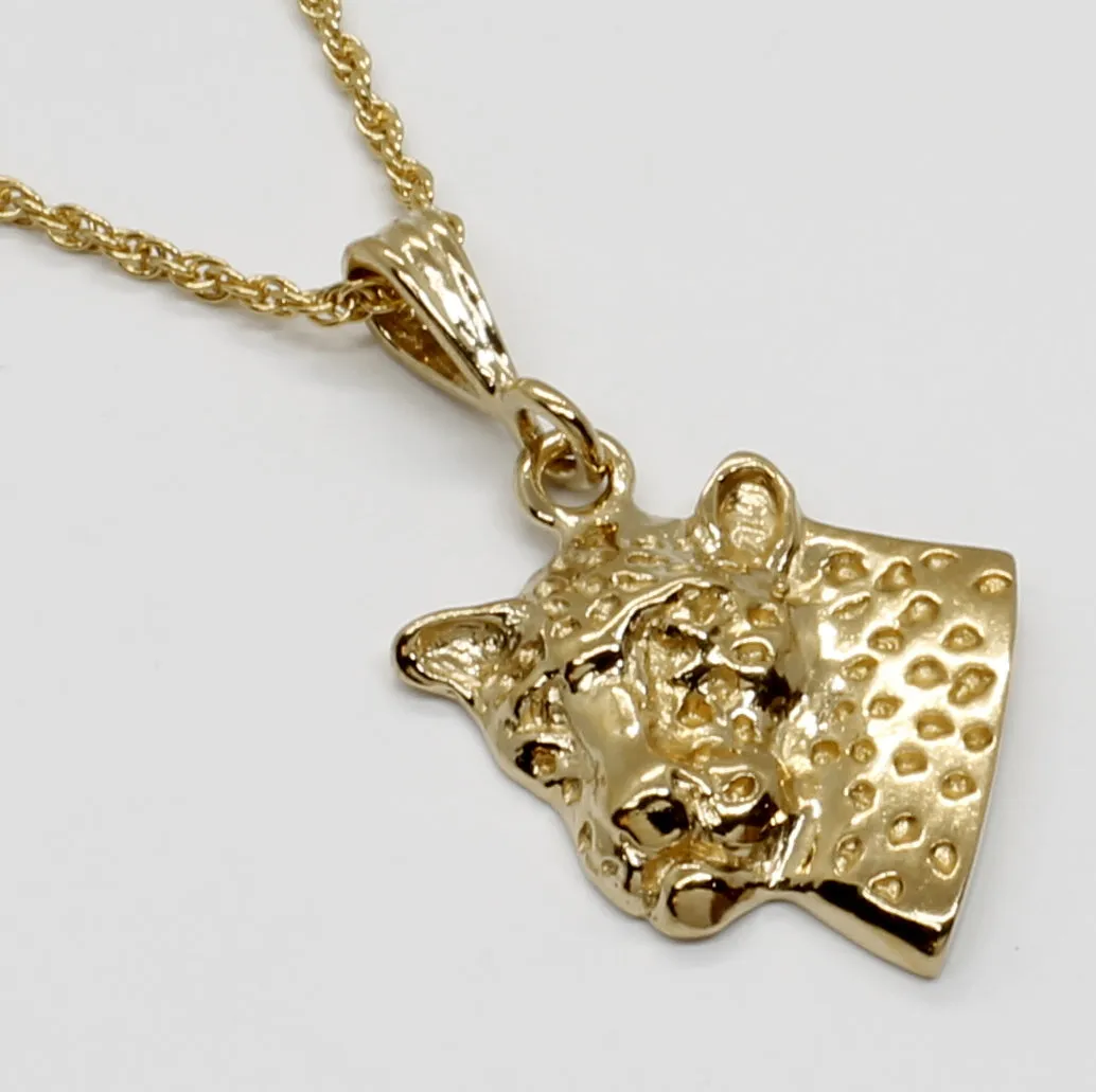 Leopard Bust Necklace in 14kt yellow gold vermeil