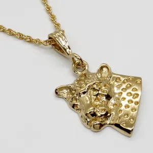Leopard Bust Necklace in 14kt yellow gold vermeil
