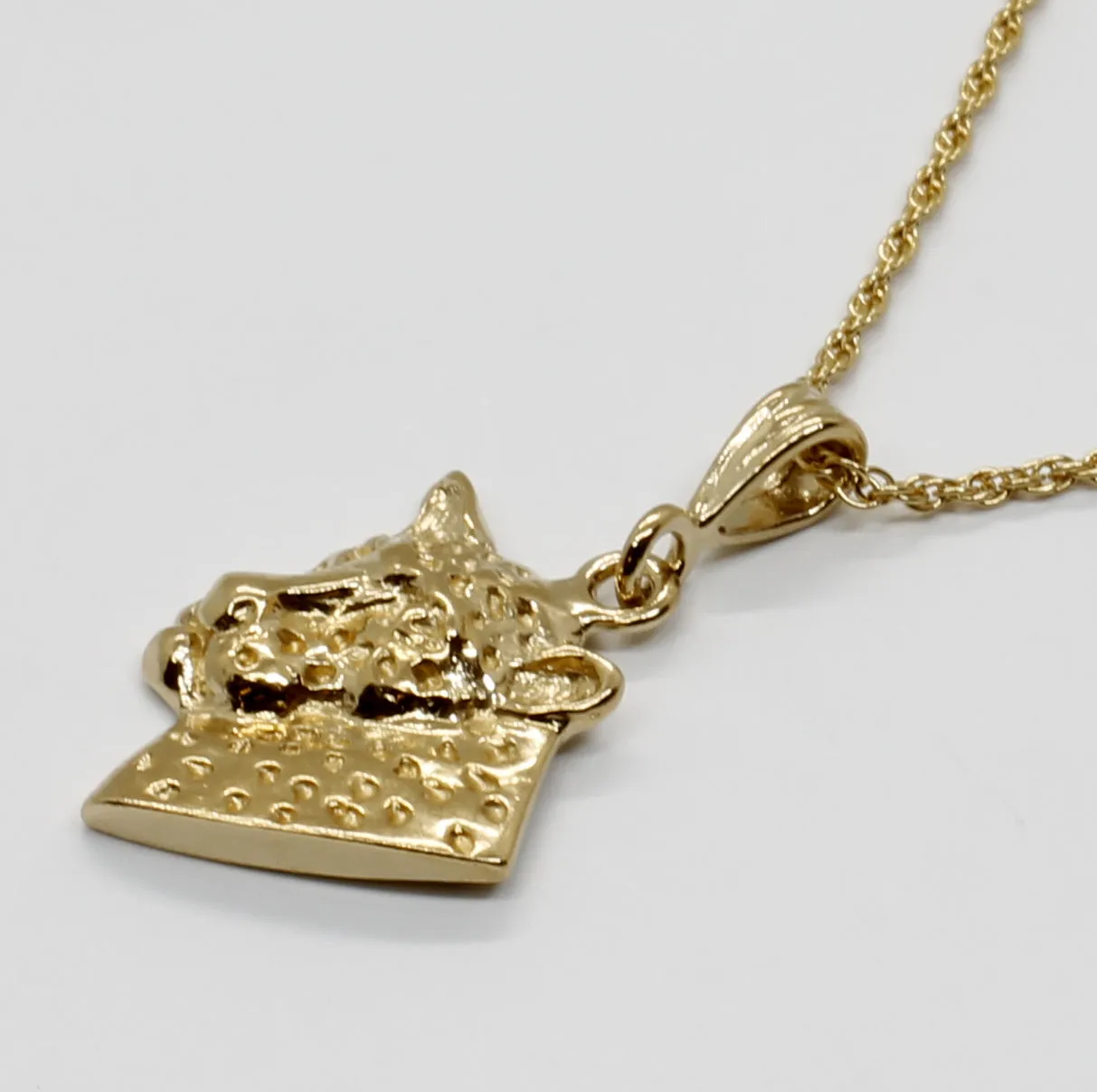 Leopard Bust Necklace in 14kt yellow gold vermeil