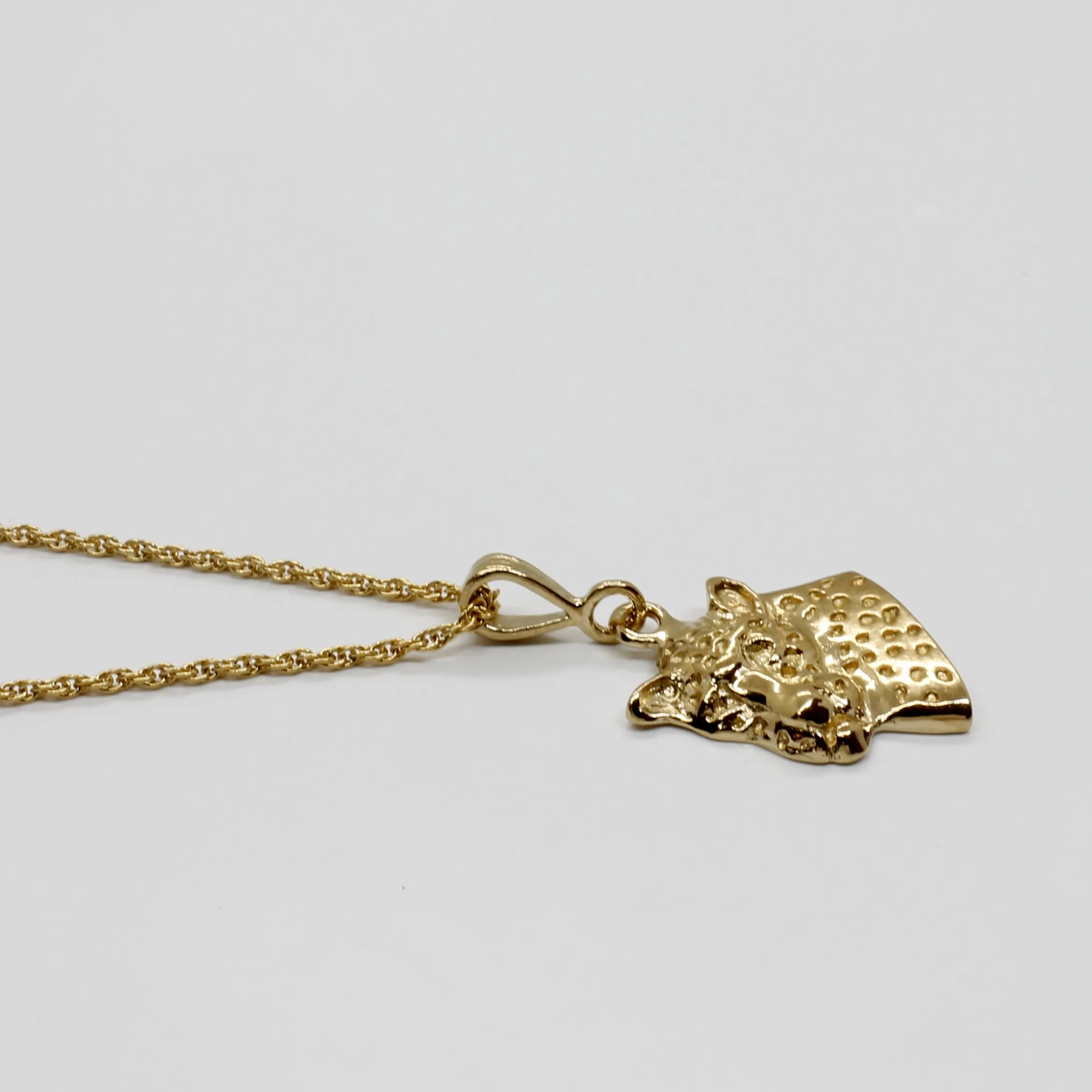 Leopard Bust Necklace in 14kt yellow gold vermeil