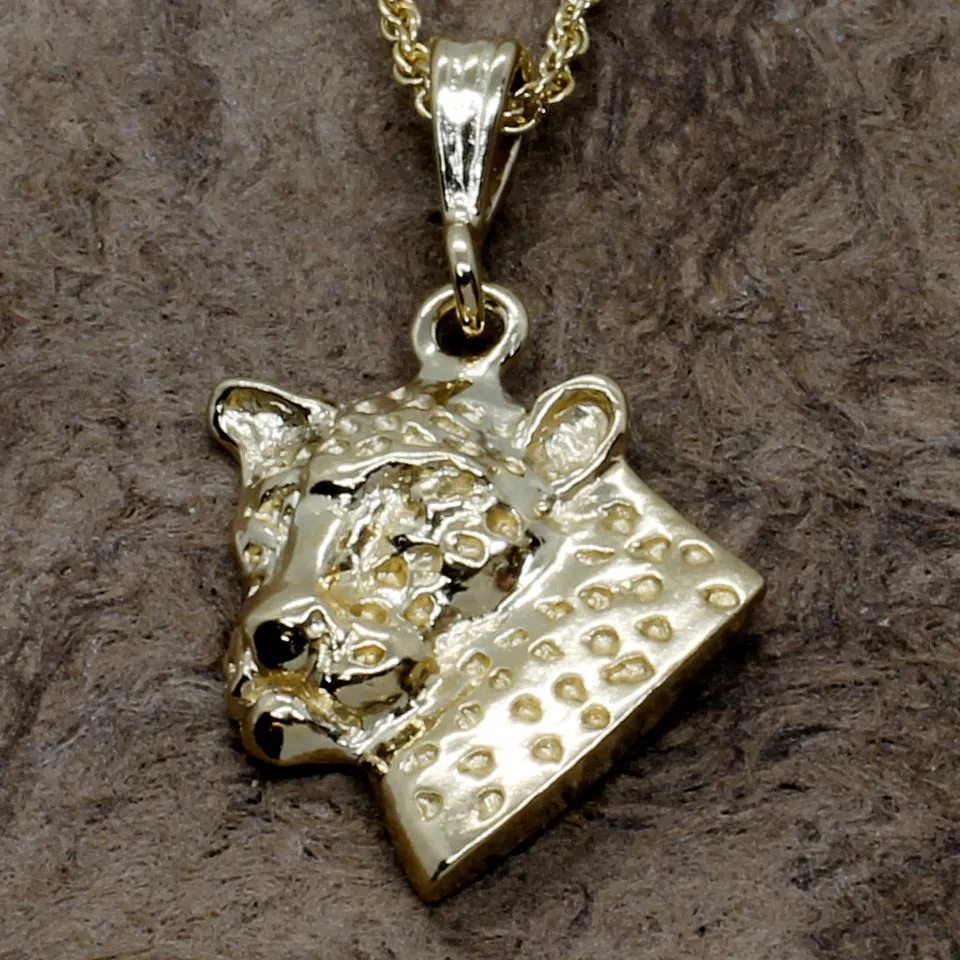 Leopard Bust Necklace in 14kt yellow gold vermeil