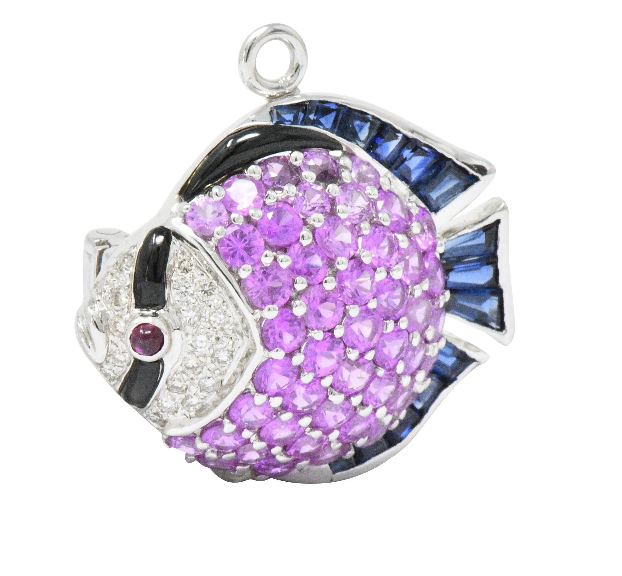 Levian 4.50 CTW Diamond Multi-Gem 18 Karat White Gold Fish Pendant/Brooch