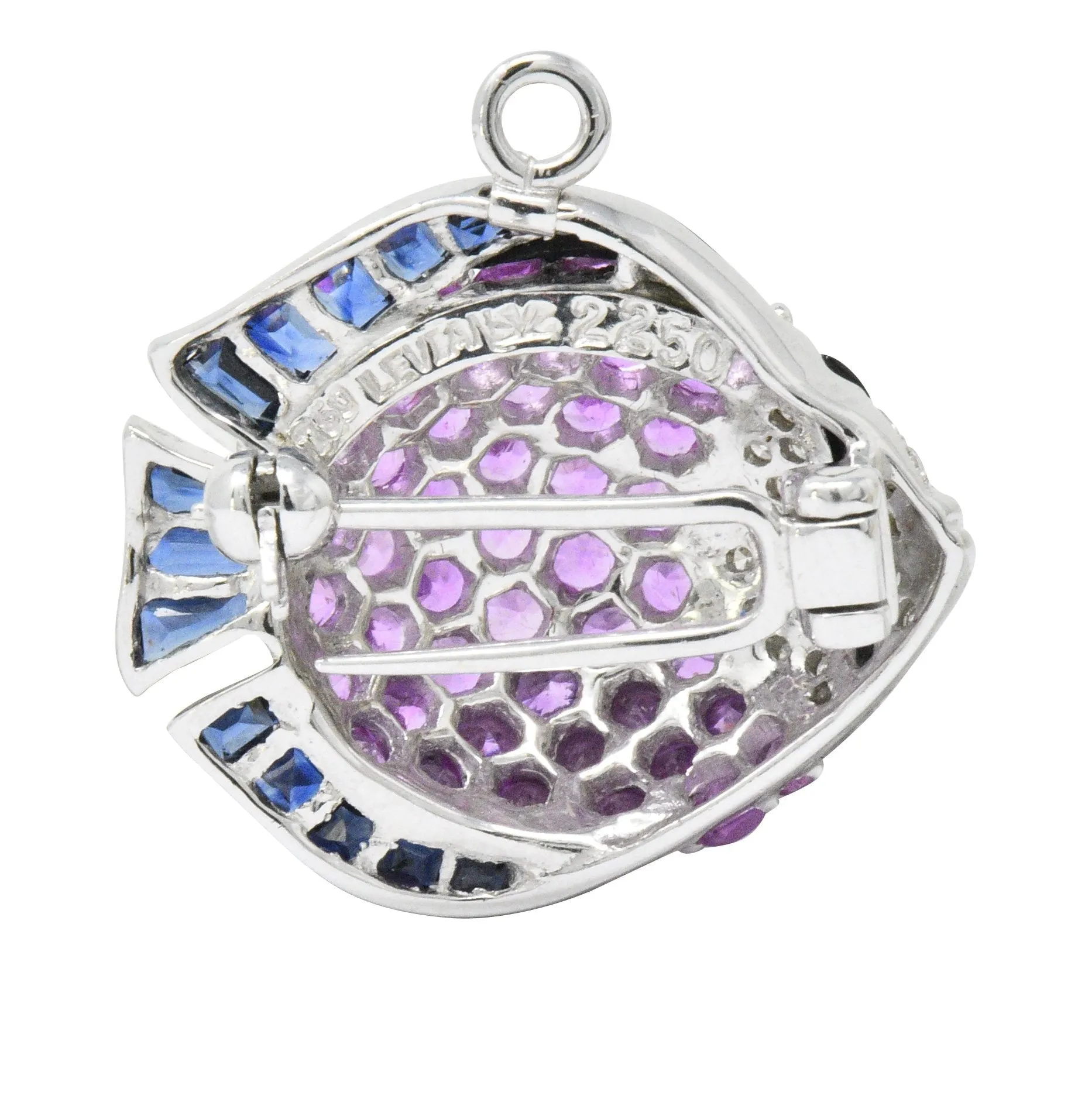 Levian 4.50 CTW Diamond Multi-Gem 18 Karat White Gold Fish Pendant/Brooch