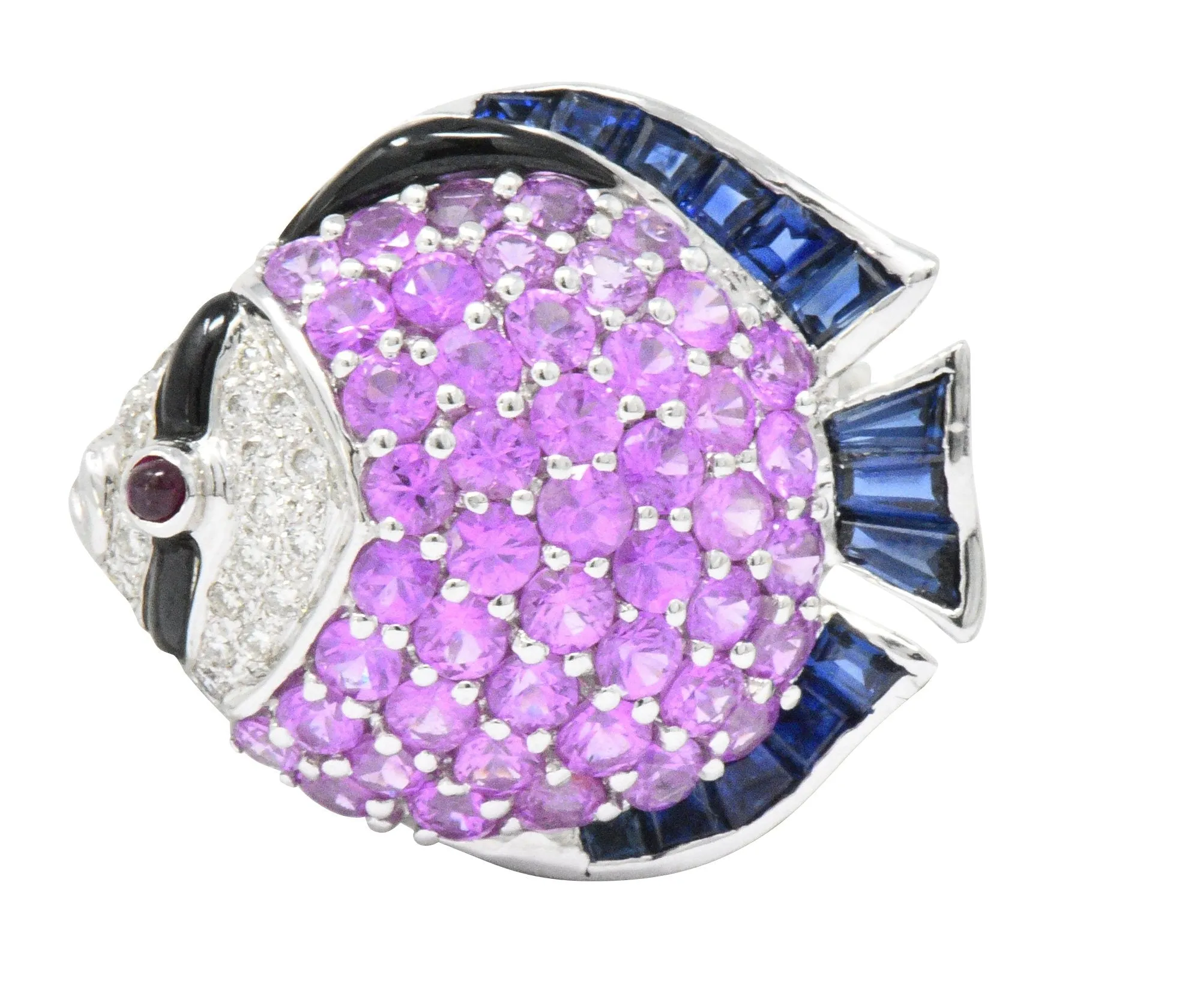 Levian 4.50 CTW Diamond Multi-Gem 18 Karat White Gold Fish Pendant/Brooch