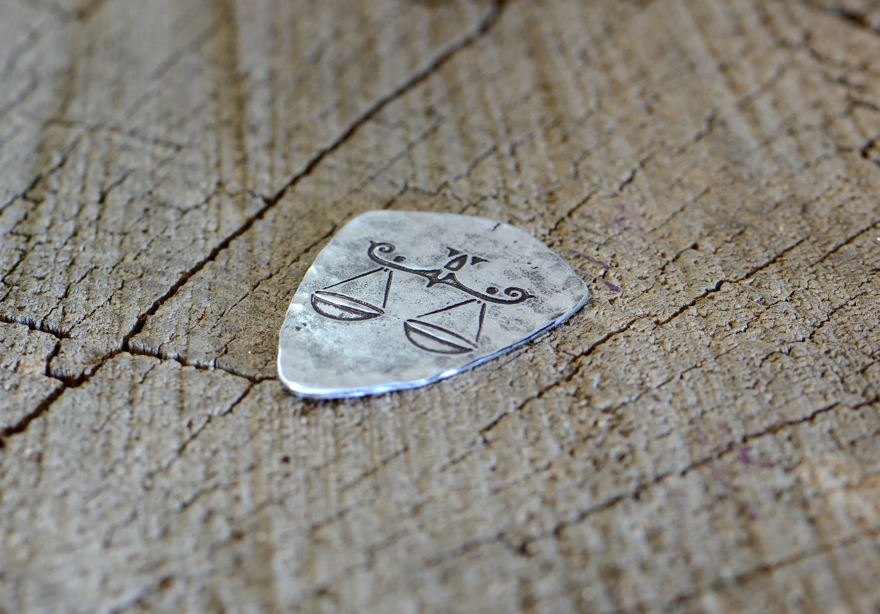 Libra zodiac sign guitar pick in shield shape