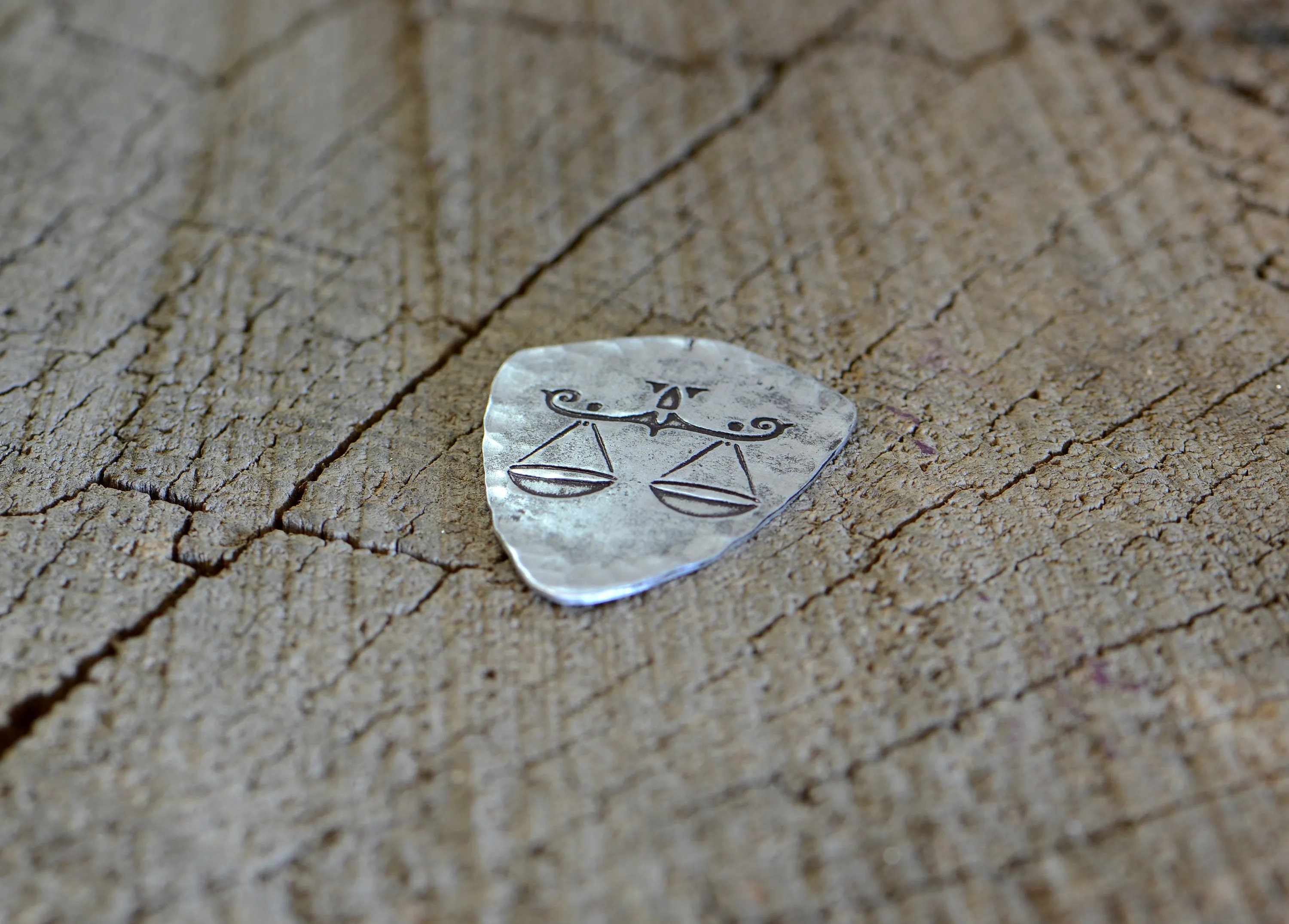 Libra zodiac sign guitar pick in shield shape