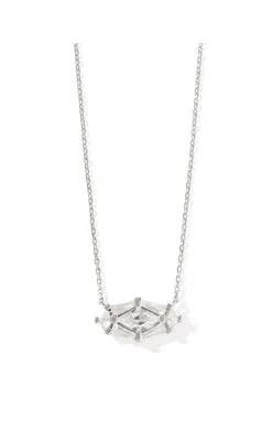 Lindy Rae Elisa Pendant Necklace in Rhodium White Crystal