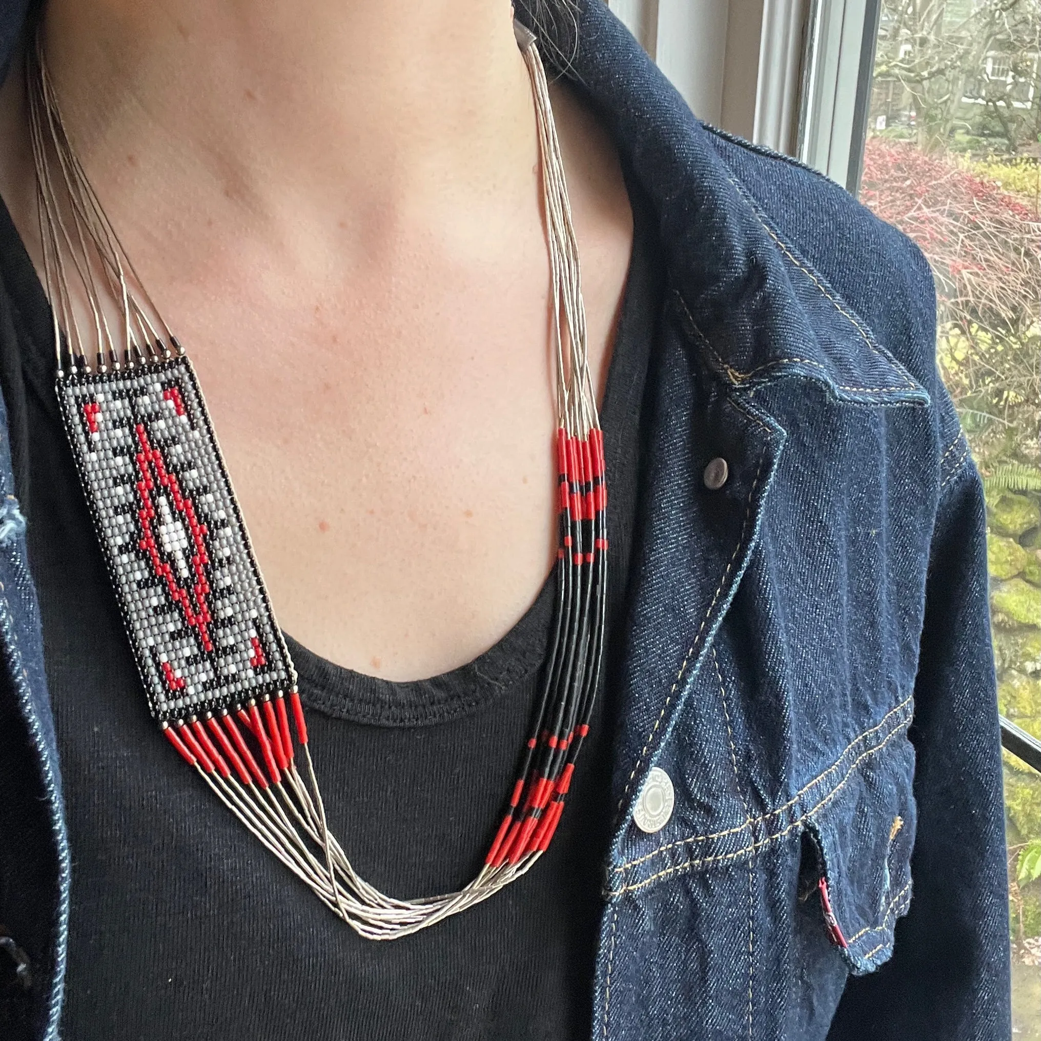 Liquid Silver & Loom Woven Bead Necklace