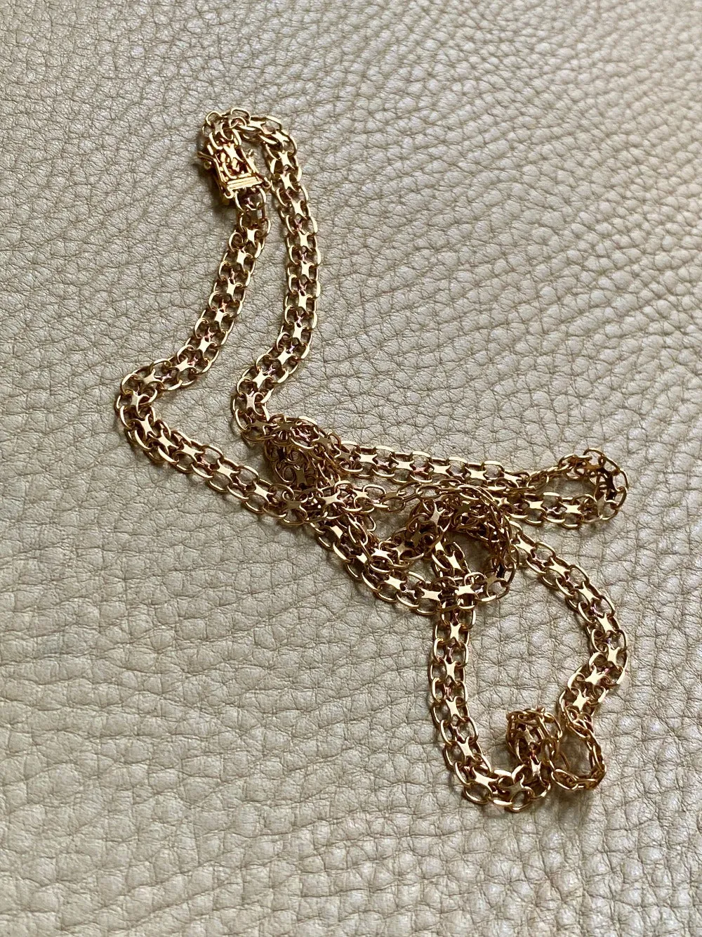 Long 18k gold vintage necklace - Slinky star-link by Tore Clareus - 24 inch length