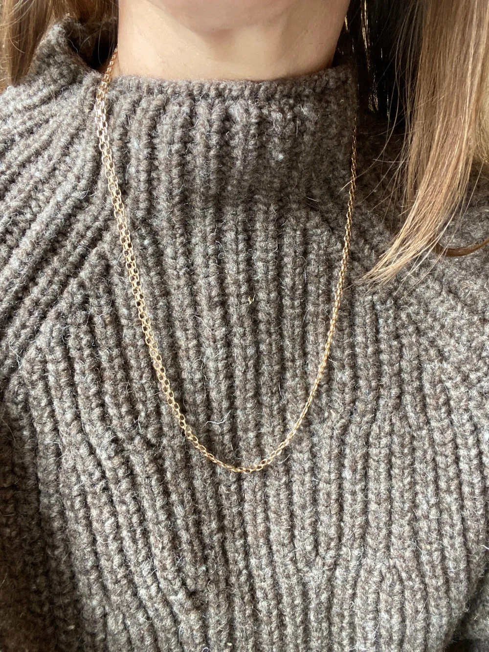 Long 18k gold vintage necklace - Slinky star-link by Tore Clareus - 24 inch length
