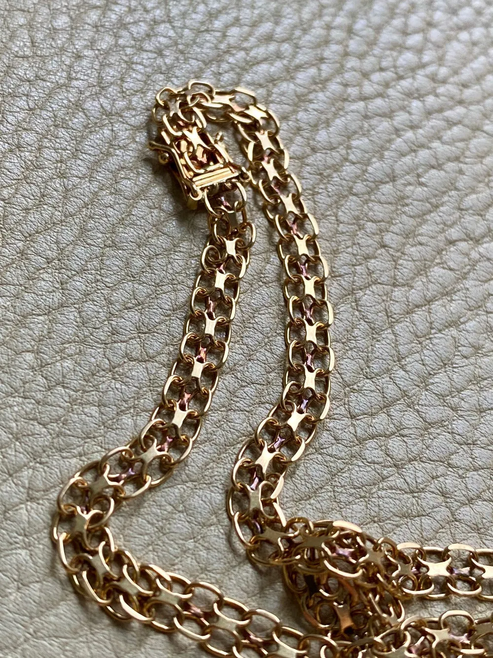 Long 18k gold vintage necklace - Slinky star-link by Tore Clareus - 24 inch length