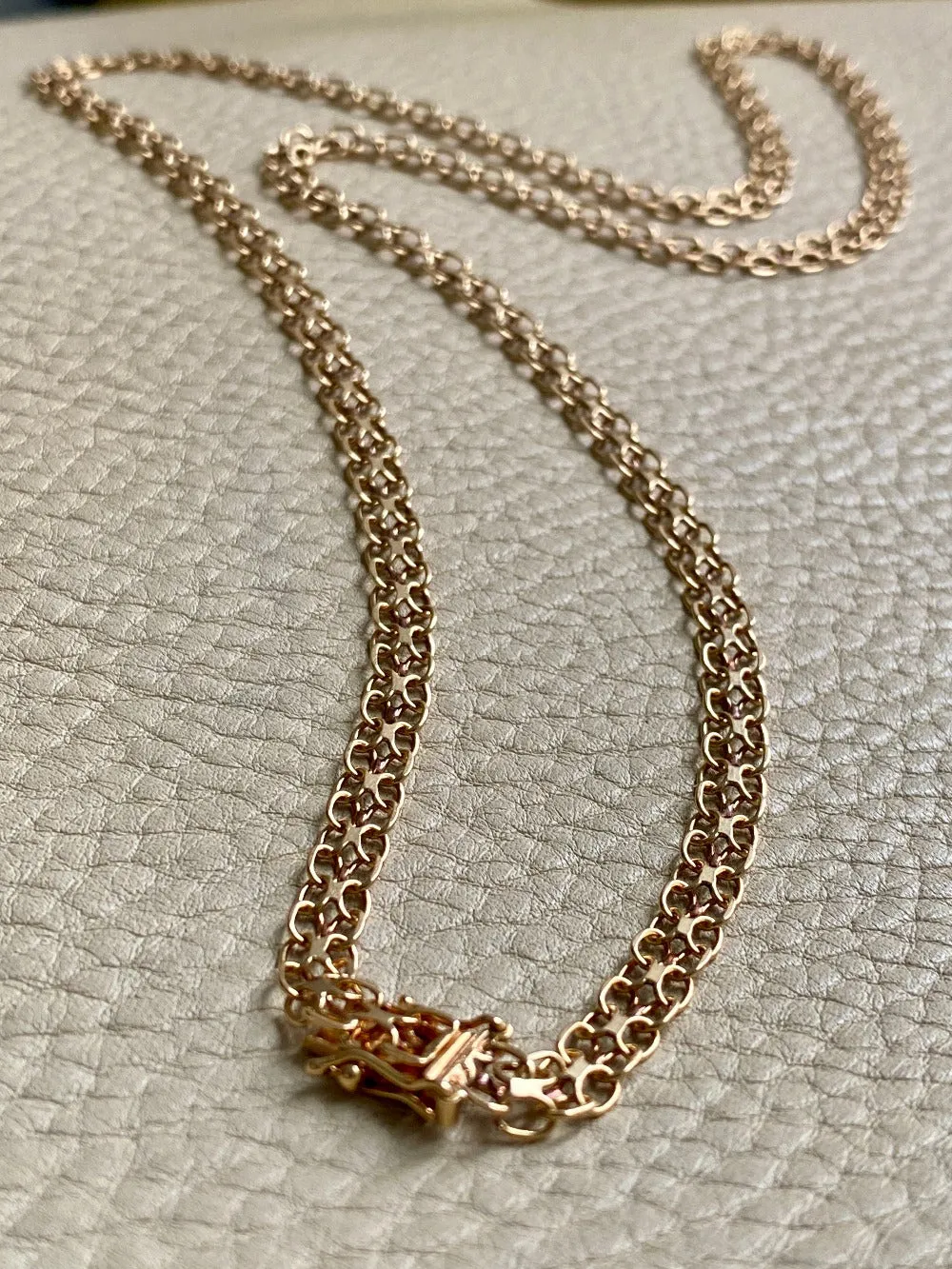 Long 18k gold vintage necklace - Slinky star-link by Tore Clareus - 24 inch length