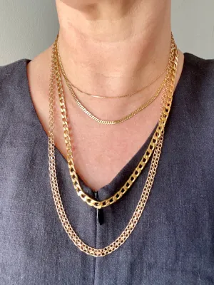 Long 18k gold vintage necklace - Slinky star-link by Tore Clareus - 24 inch length