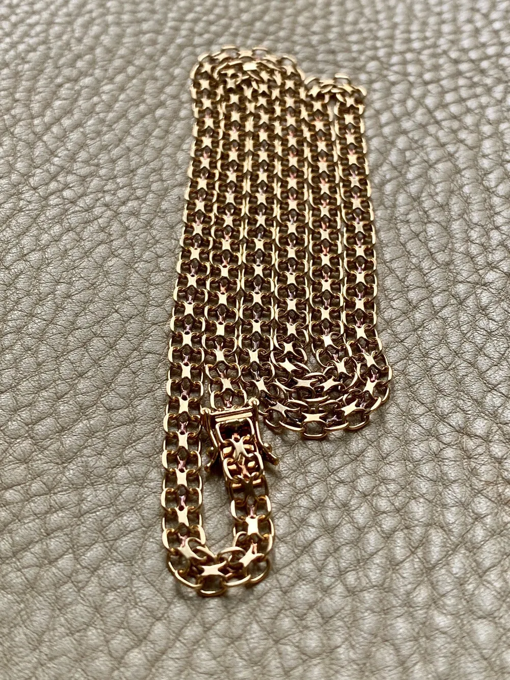 Long 18k gold vintage necklace - Slinky star-link by Tore Clareus - 24 inch length