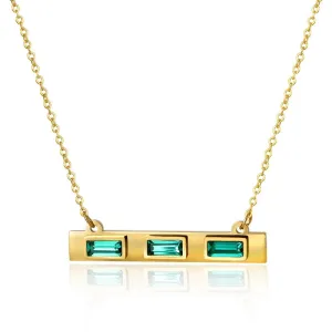 Luxury Gold Color Green Stone Necklace