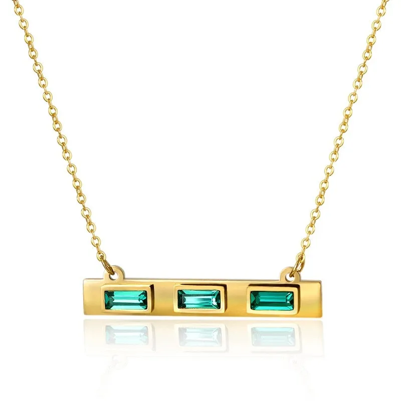 Luxury Gold Color Green Stone Necklace