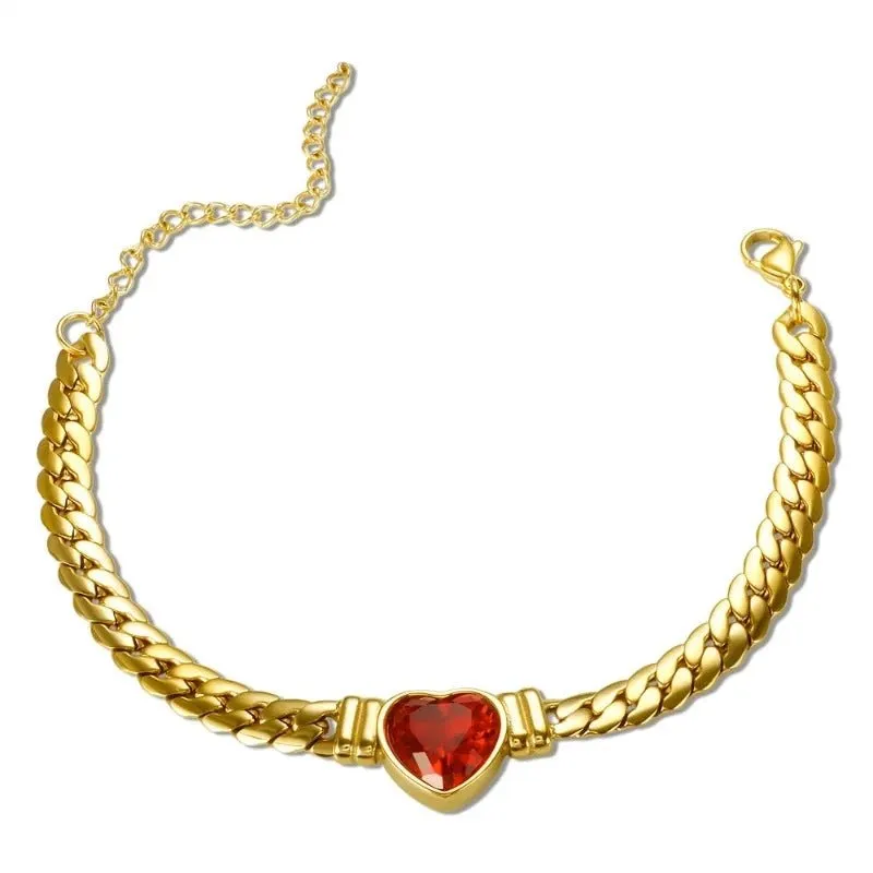 Luxury Love Heart Jewelry Set Chain Necklace for Women Nail Bracelet