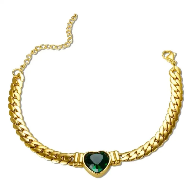 Luxury Love Heart Jewelry Set Chain Necklace for Women Nail Bracelet