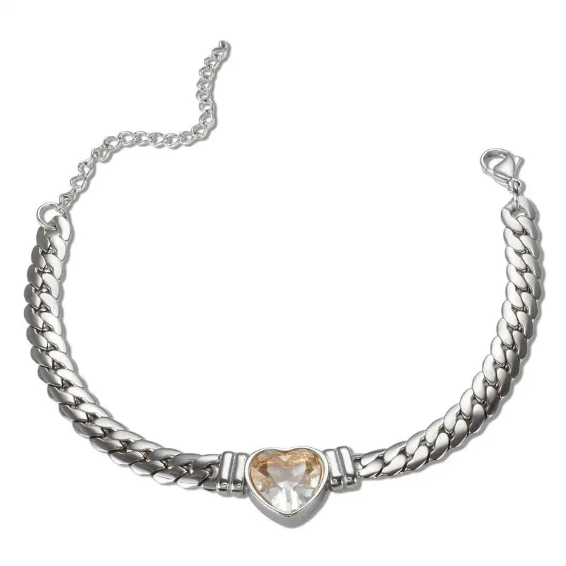 Luxury Love Heart Jewelry Set Chain Necklace for Women Nail Bracelet