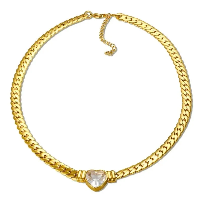 Luxury Love Heart Jewelry Set Chain Necklace for Women Nail Bracelet