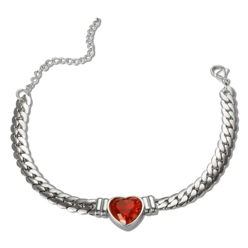 Luxury Love Heart Jewelry Set Chain Necklace for Women Nail Bracelet