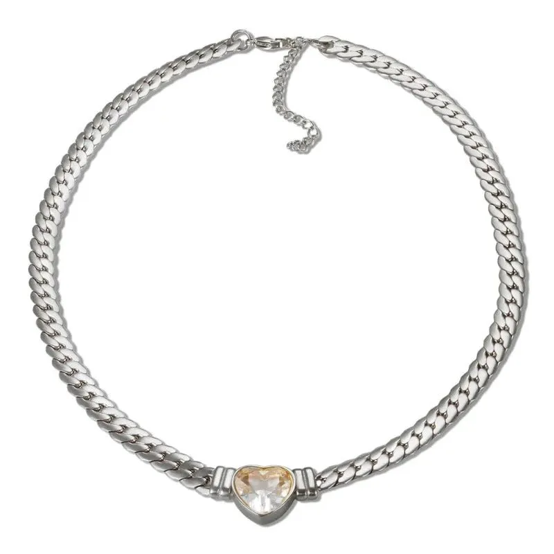 Luxury Love Heart Jewelry Set Chain Necklace for Women Nail Bracelet